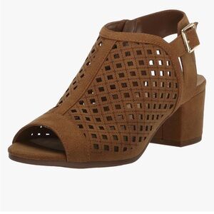 Easy Street Tan Suede Block Heels